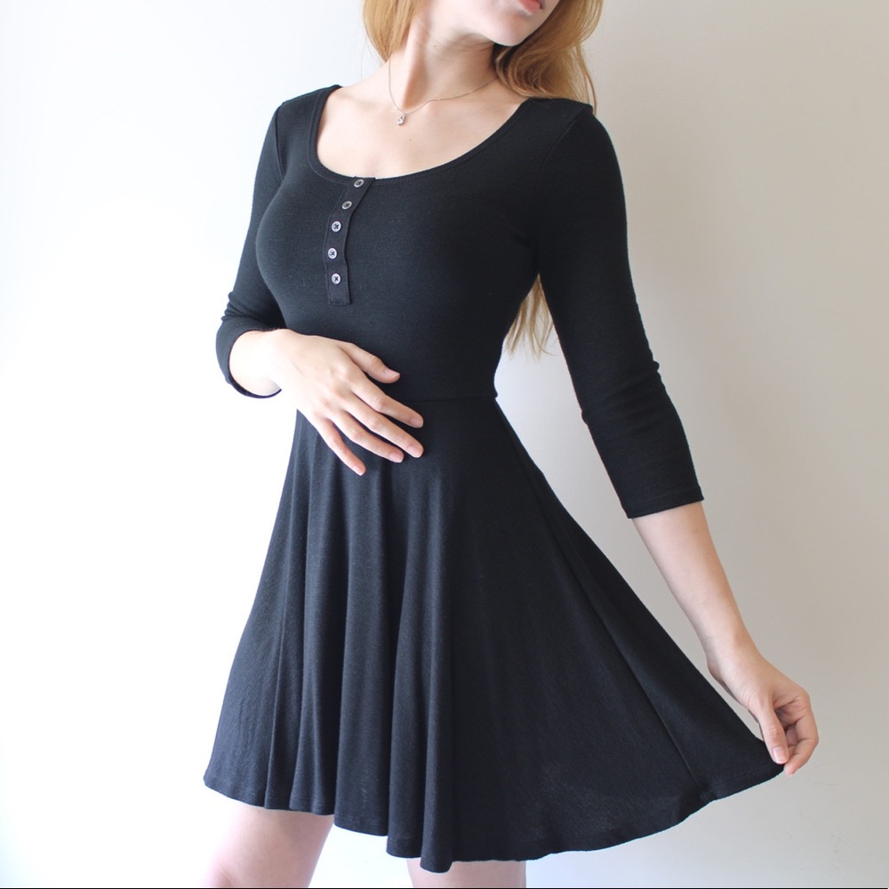 Black A-line skater dress